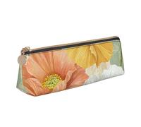 EZDLOWVBA Pastel Poppies Print Cute Pencil Case for Girls Boys,Leather Stationery Organizer Box School Office Supplies Case