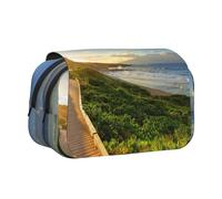 EZDLOWVBA Pathway Sunset Near Bright Green Print Pencil Case Large Capacity Pen Pouch Pencil Bag with 2 Compartments Pen Holder Organizer Stationery Bag