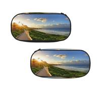 EZDLOWVBA Pathway Sunset Near Bright Green Print Pencil Cases Boys Girls Lovely Pencilcase with Zip Organizer for Students Pencil Case for Daughter Son Desk Pencil Pouch