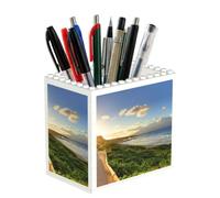 EZDLOWVBA Pathway Sunset Near Bright Green Print Personalised Building Blocks Pencil Holder For Office School And Home Creative Craft Decorations Desk Decor Mini Building Block Toy(1pcs)