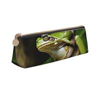 EZDLOWVBA Peace Tree Frog Print Cute Pencil Case for Girls Boys,Leather Stationery Organizer Box School Office Supplies Case