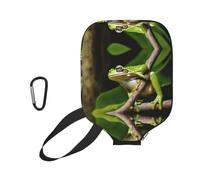 EZDLOWVBA Peace Tree Frog Print Pickleball Paddle Cover, Neoprene Racket Sleeve with Zipper, 11.6'' * 8.7'' Soft & Durable Pickleball Paddle Protection Cover