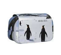 EZDLOWVBA Penguins On The Iceberg Print Pencil Case Large Capacity Pen Pouch Pencil Bag with 2 Compartments Pen Holder Organizer Stationery Bag