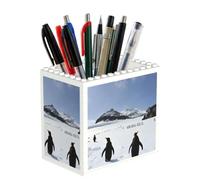 EZDLOWVBA Penguins On The Iceberg Print Personalised Building Blocks Pencil Holder For Office School And Home Creative Craft Decorations Desk Decor Mini Building Block Toy(1pcs)