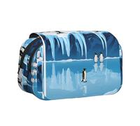 EZDLOWVBA Penguins On The Iceberg1 Print Pencil Case Large Capacity Pen Pouch Pencil Bag with 2 Compartments Pen Holder Organizer Stationery Bag