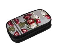 EZDLOWVBA Peony Flowers Blossom Print Pencil Cases Boys Girls Lovely Pencilcase with Zip Organizer for Students Pencil Case for Daughter Son Desk Pencil Pouch