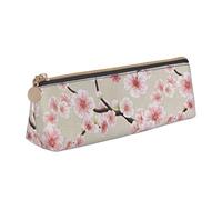 EZDLOWVBA Pink Cherry Blossoms Print Cute Pencil Case for Girls Boys,Leather Stationery Organizer Box School Office Supplies Case