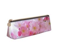 EZDLOWVBA Pink Cherry Blossoms Print Cute Pencil Case for Girls Boys,Leather Stationery Organizer Box School Office Supplies Case