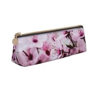 EZDLOWVBA Pink Cherry Blossoms Print Cute Pencil Case for Girls Boys,Leather Stationery Organizer Box School Office Supplies Case