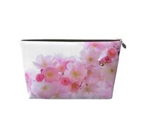 EZDLOWVBA Pink Cherry Blossoms Print Makeup Bag Cosmetic Bag for Purse Travel Make Up Organizer for Handbag,Waterproof Beauty Pouch for Women and Girls