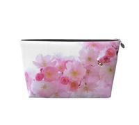 EZDLOWVBA Pink Cherry Blossoms Print Makeup Bag Cosmetic Bag for Purse Travel Make Up Organizer for Handbag,Waterproof Beauty Pouch for Women and Girls