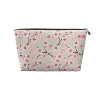 EZDLOWVBA Pink Cherry Blossoms Print Makeup Bag Cosmetic Bag for Purse Travel Make Up Organizer for Handbag,Waterproof Beauty Pouch for Women and Girls