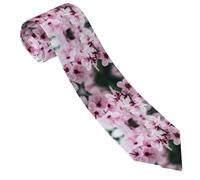EZDLOWVBA Pink Cherry Blossoms Print Men'S Necktie Fashionable Necktie Necktie Business,Adjustable Neck Tie For Wedding Party Meeting Outfit