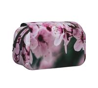 EZDLOWVBA Pink Cherry Blossoms Print Pencil Case Large Capacity Pen Pouch Pencil Bag with 2 Compartments Pen Holder Organizer Stationery Bag