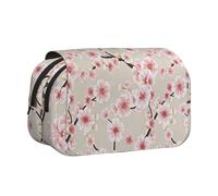 EZDLOWVBA Pink Cherry Blossoms Print Pencil Case Large Capacity Pen Pouch Pencil Bag with 2 Compartments Pen Holder Organizer Stationery Bag