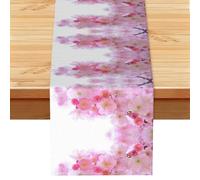 EZDLOWVBA Pink Cherry Blossoms Print Table Runner 13 X 72 Inch Table Cover Kitchen Dining Table Decor For Home Party Restaurant Table