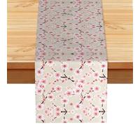 EZDLOWVBA Pink Cherry Blossoms Print Table Runner 13 X 72 Inch Table Cover Kitchen Dining Table Decor For Home Party Restaurant Table