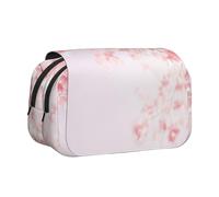 EZDLOWVBA Pink Cherry Print Pencil Case Large Capacity Pen Pouch Pencil Bag with 2 Compartments Pen Holder Organizer Stationery Bag