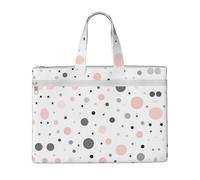 EZDLOWVBA Pink Gray White Modern Polka Dot Pattern Print Canvas Tote File Bag Suitable For Studying, Traveling, Traveling, Commuting, Etc.