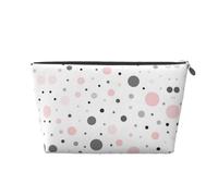 EZDLOWVBA Pink Gray White Modern Polka Dot Pattern Print Makeup Bag Cosmetic Bag for Purse Travel Make Up Organizer for Handbag,Waterproof Beauty Pouch for Women and Girls