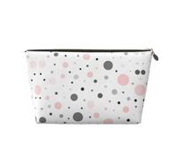 EZDLOWVBA Pink Gray White Modern Polka Dot Pattern Print Makeup Bag Cosmetic Bag for Purse Travel Make Up Organizer for Handbag,Waterproof Beauty Pouch for Women and Girls