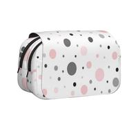 EZDLOWVBA Pink Gray White Modern Polka Dot Pattern Print Pencil Case Large Capacity Pen Pouch Pencil Bag with 2 Compartments Pen Holder Organizer Stationery Bag