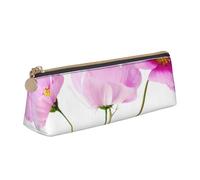 EZDLOWVBA Pink Leaf Flowers Print Cute Pencil Case for Girls Boys,Leather Stationery Organizer Box School Office Supplies Case