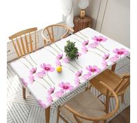 EZDLOWVBA Pink Leaf Flowers Print Tablecloth, Fitted Table Cover,Waterproof, Elastic Edge,Plastic Table Cloth Fit Folding Tables For Picnic, Camping, Outdoor (76x152 Cm)