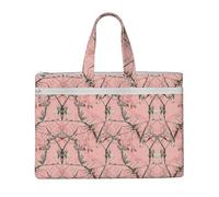 EZDLOWVBA Pink Leaves Camo Print Canvas Tote File Bag Suitable For Studying, Traveling, Traveling, Commuting, Etc.