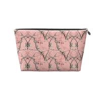 EZDLOWVBA Pink Leaves Camo Print Makeup Bag Cosmetic Bag for Purse Travel Make Up Organizer for Handbag,Waterproof Beauty Pouch for Women and Girls