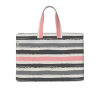 EZDLOWVBA Pink Light And Dark Gray Stripes Print Canvas Tote File Bag Suitable For Studying, Traveling, Traveling, Commuting, Etc.