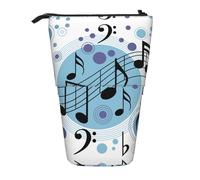 EZDLOWVBA Polka Dot Music Note Print Stationery Bag for Boys & Girls, Stand Pencil Holder, Zip Pencil Case, Telescopic Case, Students & Office Middle School