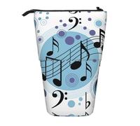 EZDLOWVBA Polka Dot Music Note Print Stationery Bag for Boys & Girls, Stand Pencil Holder, Zip Pencil Case, Telescopic Case, Students & Office Middle School