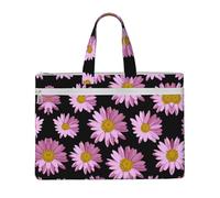 EZDLOWVBA Polka Dot Pink Flower Print Canvas Tote File Bag Suitable For Studying, Traveling, Traveling, Commuting, Etc.