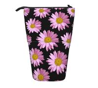 EZDLOWVBA Polka Dot Pink Flower Print Stationery Bag for Boys & Girls, Stand Pencil Holder, Zip Pencil Case, Telescopic Case, Students & Office Middle School