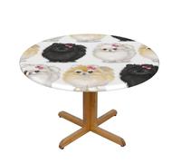 EZDLOWVBA Pomeranians Pattern print Round Tablecloth with Elastic Fits Tables Outdoor Tablecloth,Stain Resistant Table Cover for Kitchen Dining Parties