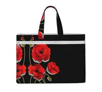EZDLOWVBA Poppy Flowers Vivid Petals Print Canvas Tote File Bag Suitable For Studying, Traveling, Traveling, Commuting, Etc.