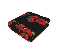 EZDLOWVBA Poppy Flowers Vivid Petals Print Fleece Throw Blanket For Couch Sofa Bed, Cozy Fuzzy Soft Lightweight Warm Blankets For All Seasons