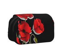 EZDLOWVBA Poppy Flowers Vivid Petals Print Pencil Case Large Capacity Pen Pouch Pencil Bag with 2 Compartments Pen Holder Organizer Stationery Bag