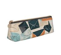 EZDLOWVBA Postal Stationery Print Cute Pencil Case for Girls Boys,Leather Stationery Organizer Box School Office Supplies Case