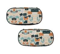 EZDLOWVBA Postal Stationery Print Pencil Cases Boys Girls Lovely Pencilcase with Zip Organizer for Students Pencil Case for Daughter Son Desk Pencil Pouch