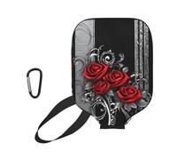EZDLOWVBA Pretty Roses Print Pickleball Paddle Cover, Neoprene Racket Sleeve with Zipper, 11.6'' * 8.7'' Soft & Durable Pickleball Paddle Protection Cover