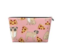 EZDLOWVBA Pug Pizza Pink Print Makeup Bag Cosmetic Bag for Purse Travel Make Up Organizer for Handbag,Waterproof Beauty Pouch for Women and Girls