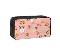 EZDLOWVBA Pug Pizza Pink Print Portable Student Kids Pencil Case Pen Bag Durable Stationery Pouch,Capacity Bag Pouch Holder