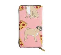 EZDLOWVBA Pug Pizza Pink Print Women Wallets,Large Capacity Clutch Purse for Women Ladie Men Wallet Clearance Credit Card Holder Pu Handbag
