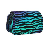 EZDLOWVBA Purple Blue Green Camouflage Zebra Stripes Print Pencil Case Large Capacity Pen Pouch Pencil Bag with 2 Compartments Pen Holder Organizer Stationery Bag