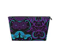 EZDLOWVBA Purple Butterfly and Flowers Print Makeup Bag Cosmetic Bag for Purse Travel Make Up Organizer for Handbag,Waterproof Beauty Pouch for Women and Girls