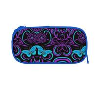 EZDLOWVBA Purple Butterfly and Flowers Print Pencil Cases Boys Girls Lovely Pencilcase with Zip Organizer for Students Pencil Case for Daughter Son Desk Pencil Pouch
