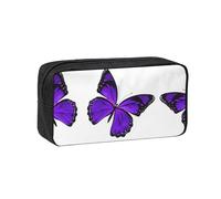EZDLOWVBA Purple Butterfly Print Portable Student Kids Pencil Case Pen Bag Durable Stationery Pouch,Capacity Bag Pouch Holder