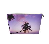 EZDLOWVBA Purple Coconut Tree Print Makeup Bag Cosmetic Bag for Purse Travel Make Up Organizer for Handbag,Waterproof Beauty Pouch for Women and Girls